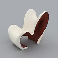 Modern Single Sofa Featuring Stylish White and Brown Curved Unique Design 3d model