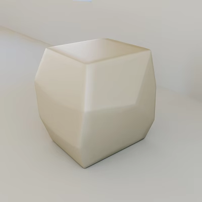 Beige Polyhedral Stool With Modern Minimalist Design And Smooth Geometric Facets 3d model