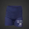 Blue High Waisted Stretchy Shorts With White Logo And Comfortable Fit