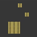 Decorative Ornament Set Of Yellow Stacked Cubes With Dark Background And Reflective Surface