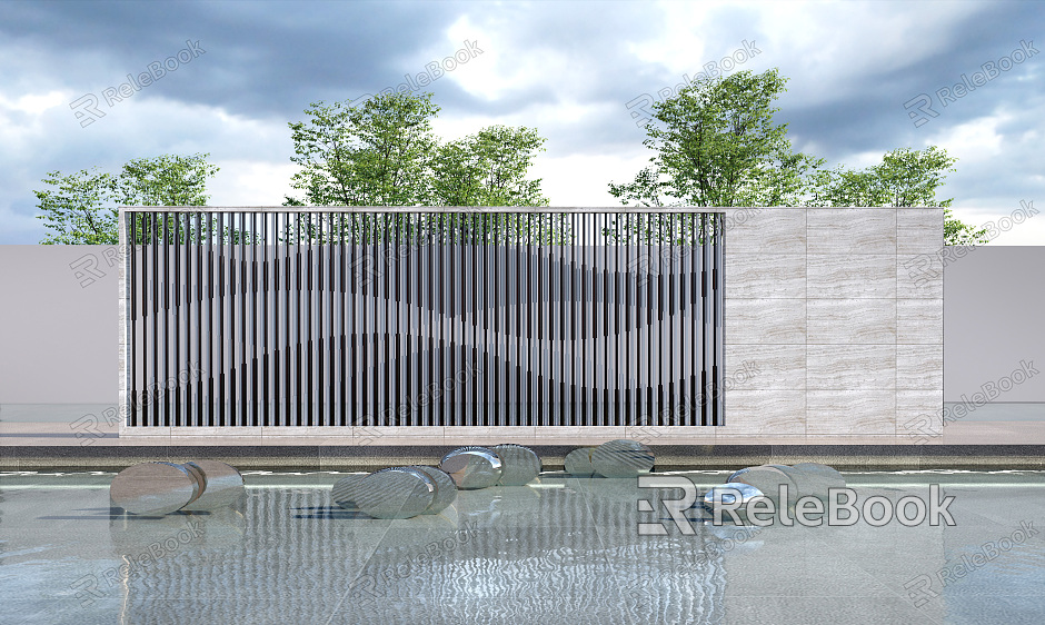 Modern landscape wall Landscape wall Enclosure background wall Photo wall Grid landscape wall model