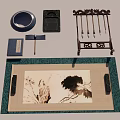 Chinese Traditional Wall Hanging Scroll With Ink Painting And Cultural Decorative Elements