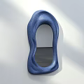 Blue Irregular Shaped Wall Mounted Mirror With Textured Frame And Light Wall Shadow 3d model
