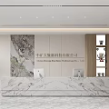 Modern Corporate Reception Desk With Marble Counter Decorative Wall And Signage