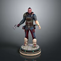 Male Character Model Standing With Tactical Vest Holding Gun On Circular Base With Glowing Edges