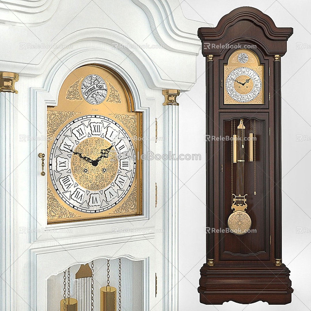 European-style floor clock pendulum clock 3d model