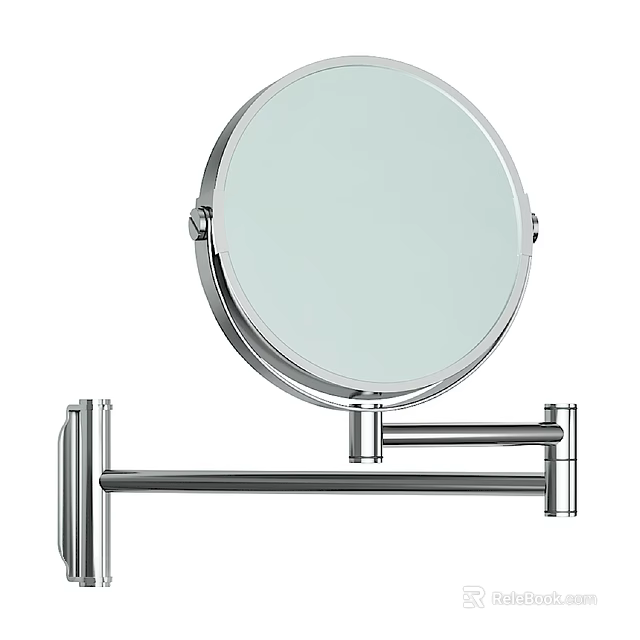 Round Wall Mounted Bathroom Mirror With Adjustable Metal Bracket Chrome Finish 3d model 
