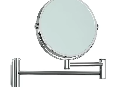 Round Wall Mounted Bathroom Mirror With Adjustable Metal Bracket Chrome Finish 3d model