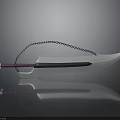 Decorative Sword With Sharp Long Blade Red And Black Handle And Hanging Chain