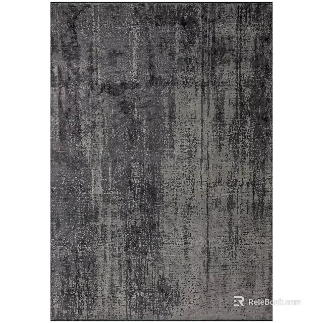 Square Modern Rug With Dark Gray And Black Distressed Textured Abstract Patterns 3d model
