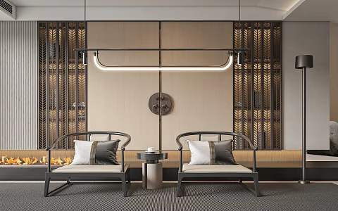 New Chinese style leisure sofa combination leisure chair combination 3d model