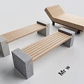 Outdoor Wooden Lounge Chair And Benches With Stone Legs Garden Design