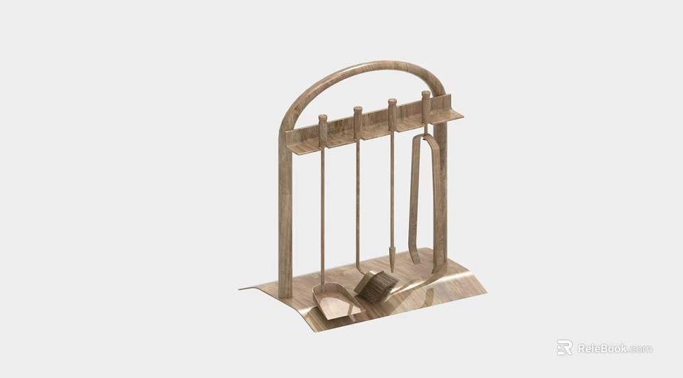 Practical Wooden Kitchen Utensil Rack With Hanging Spoons Spatulas And Bottom Tray 3d model 