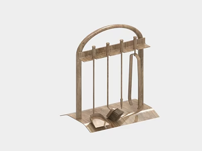Practical Wooden Kitchen Utensil Rack With Hanging Spoons Spatulas And Bottom Tray 3d model
