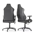 Ergonomic Gaming Chair With Gray Upholstery Green Logo And Adjustable Arms Design