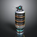 Tech Inspired Metallic Device With Ring Hook Layered Stripes And Blue Base