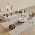 Modern Sofa Coffee Table Combination Leisure Chair Three-seater Sofa Picture Floor Lamp 3d model