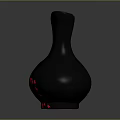 Black Wine Jug With Red Floral Patterns Modern Design On Dark Background