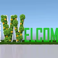Green Plant Decorated WELCOME Sign With Yellow Flowers And Blue Sky