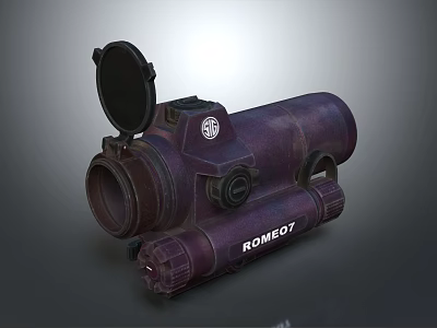 ROMEO7 Tactical Rifle Scope With Purple Design Flip Up Cover And Brand Logo 3d model