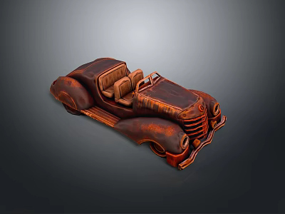 Wooden Vintage Convertible Car Featuring Classic Design And Leather Seats 3d model