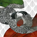 Vibrant Green Parrot With Purple Eye Ring Feathers And Black Beak On Leaf Pattern Background