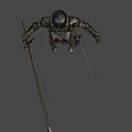 Hooded Woman Warrior In Leather Armor Holding Sword Standing Pose