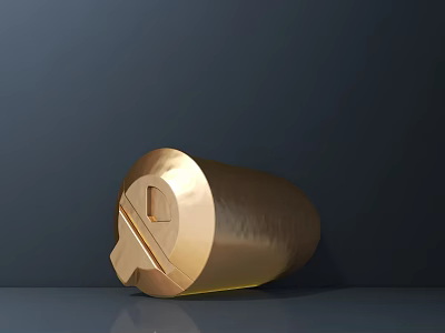 Golden Cylindrical Garden Ornament With Sleek Modern Design For Home Garden Decoration 3d model