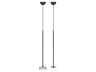 Modern Pendant Lights With Brown Shades Metal Poles And Different Bases 3d model