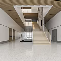 Modern Architectural Interior Design With Wooden Grilles Staircase Textured Wall And Windows