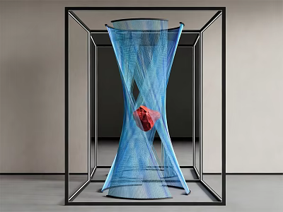 DP Device Blue Mesh Structure in Black Frame with Red Center Object 3d model