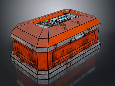 Weapon Storage Metal Case in Orange with Digital Display and Control Panel 3d model