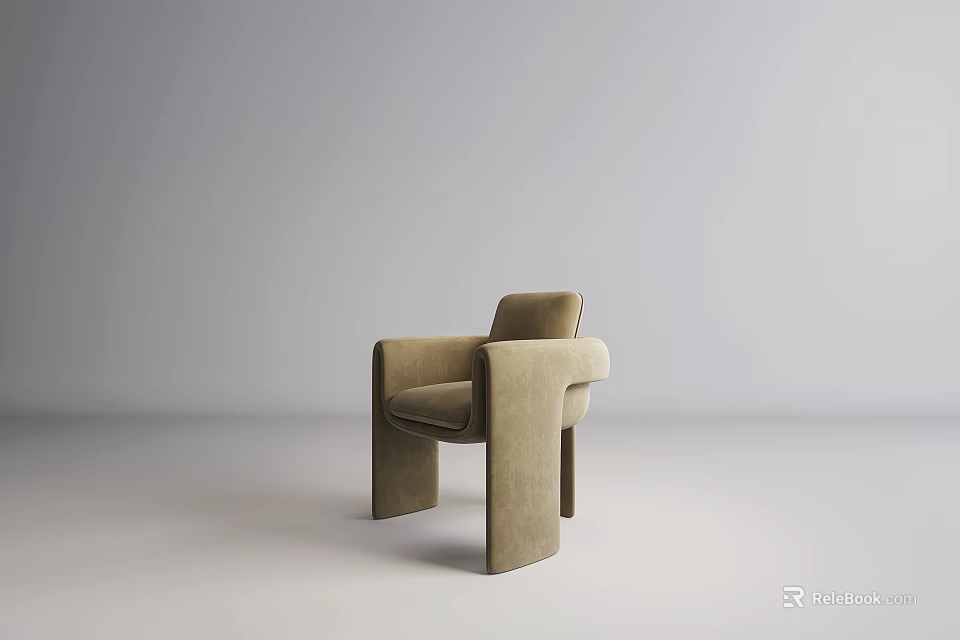 Modern Beige Velvet Single Seater Sofa With Minimalist Design Comfortable Armrests And Stylish Backrest 3d model 