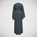 Traditional Long Robe With Dark Exterior White Lining Wide Sleeves And Sash Belt