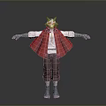 Horned Teal Skin Game and Movie Character With Red Cape White Shirt and Brown Pants