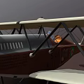 Vintage Biplane Model Featuring White Brown Body Red Wing Tips Green Circular Emblems And Propeller 3d model