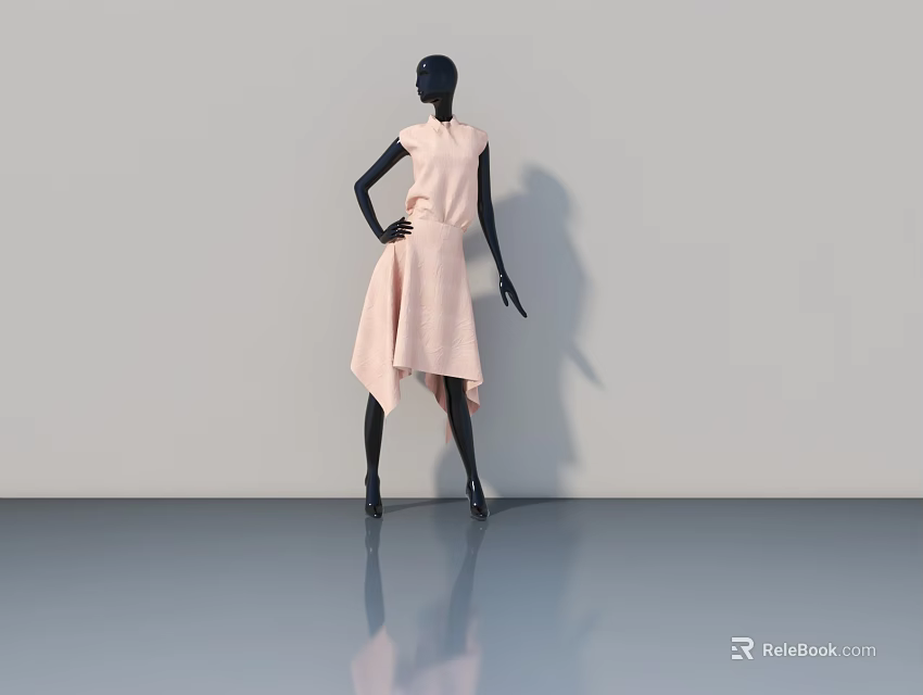 Modern Pink Swing Door Design With Gray Background And Smooth Surface 3d model