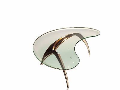 Modern Coffee Table With Glass Top And Curved Metal Frame Design 3d model