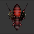 Detailed 3D Rendered Red Ant With Transparent Wings And Segmented Body
