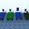 Various Colors Billiard Tables Sports Equipment With Cues Balls And Racks