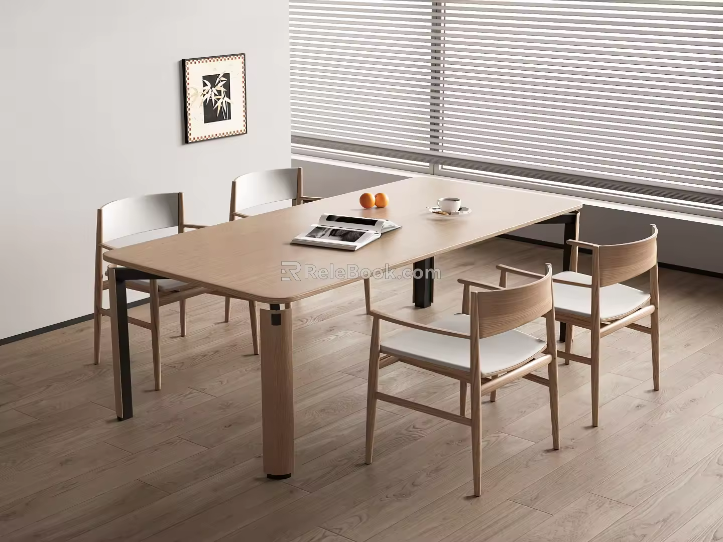 Modern Log Dining Table and Chair Restaurant Dining Table and Chair Dining Table 3d model