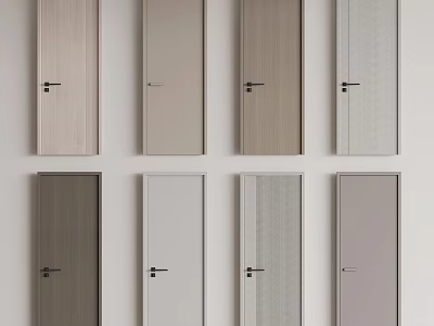 Various Hinged Doors With Modern Color Options And Textured Surfaces 3d model