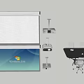 Modern Conference Room Setup With Projection Screen Projector Table And Chairs 3d model