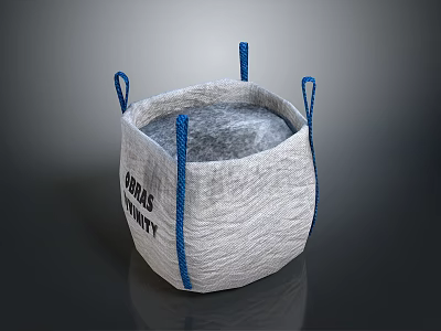 Gray Storage Bag With Blue Handles For Home Organization Grass Honey 3d model