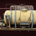 Industrial Storage Tanks With Red Blue Pipes Valves And Metal Frames