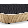 Modern Woven Coffee Table with Black Surface and Beige Frame Design 3d model