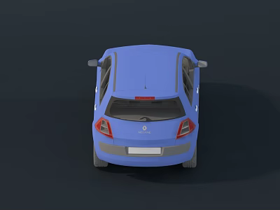 Blue Car Rear View With Red Tail Lights And License Plate 3d model