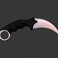 Tactical Karambit Knife With Black Handle Gradient Pink Purple Blade And Ring Pommel