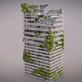 Modern High Rise Building Design With Vertical Greenery And Lush Plants
