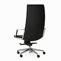 Black Leather Office Chair With Modern Design Metal Armrests And Swivel Wheels